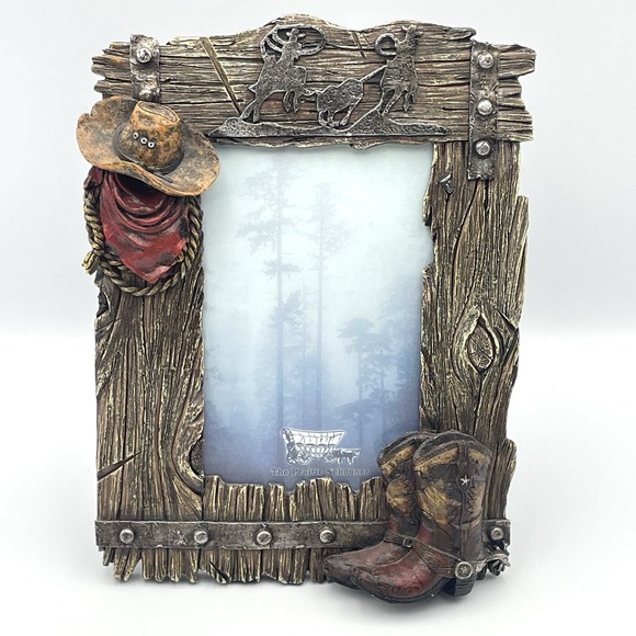 Legends Gifts Other - Legends Gifts Cowboy Western Photo Frame Boots Hat Rodeo Rustic Holds 5x3.5